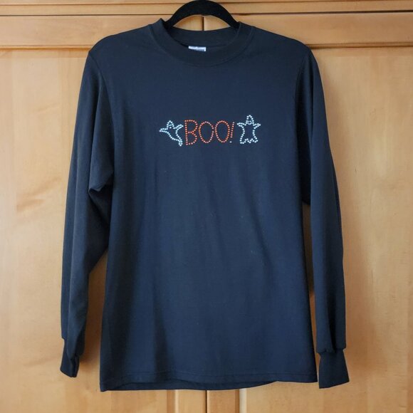 Jerzees Tops - Jerzees Black Blingy BOO! Long Sleeved Tee - S